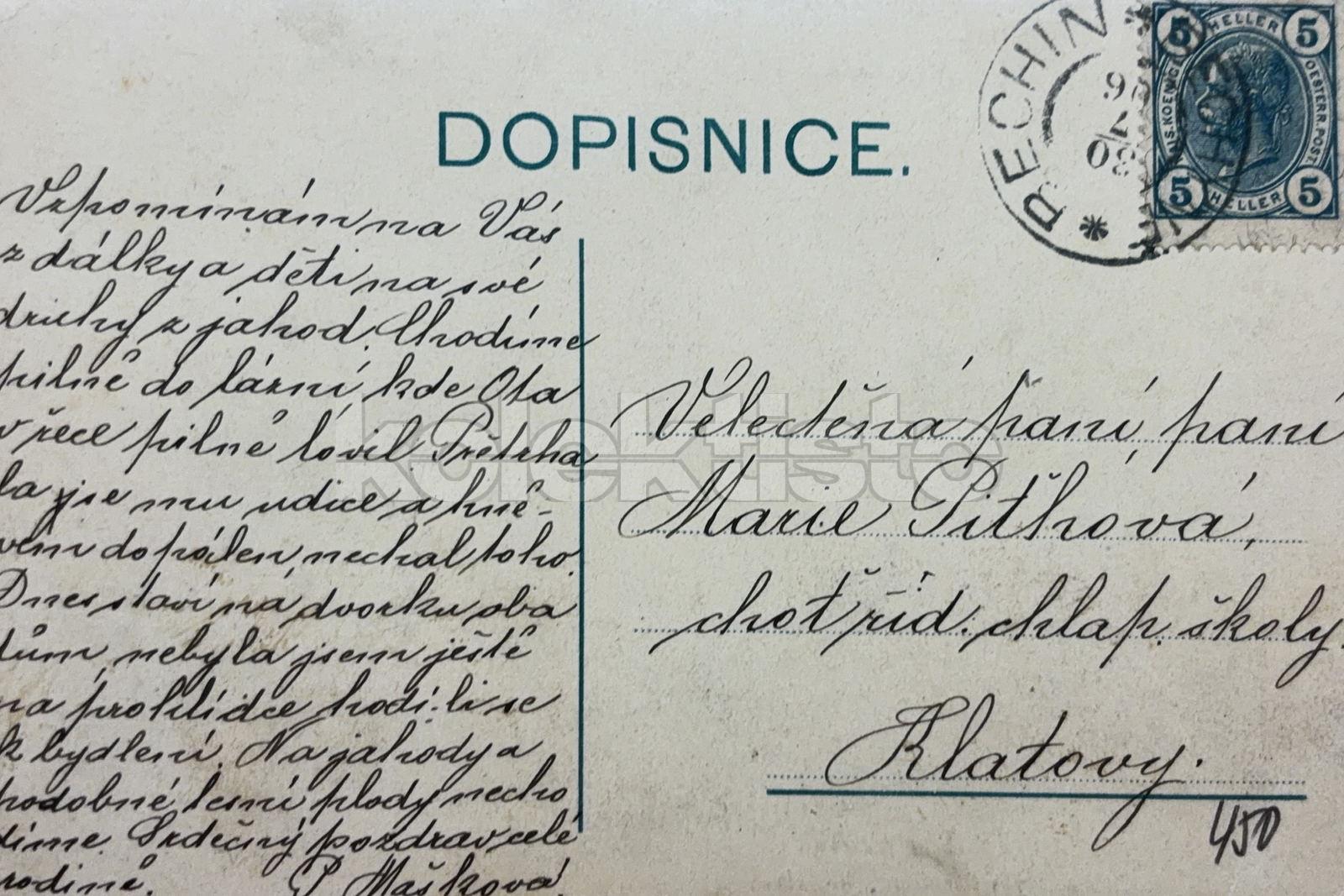 450 Kč TA Pohlednice Bechyně, CZE145738