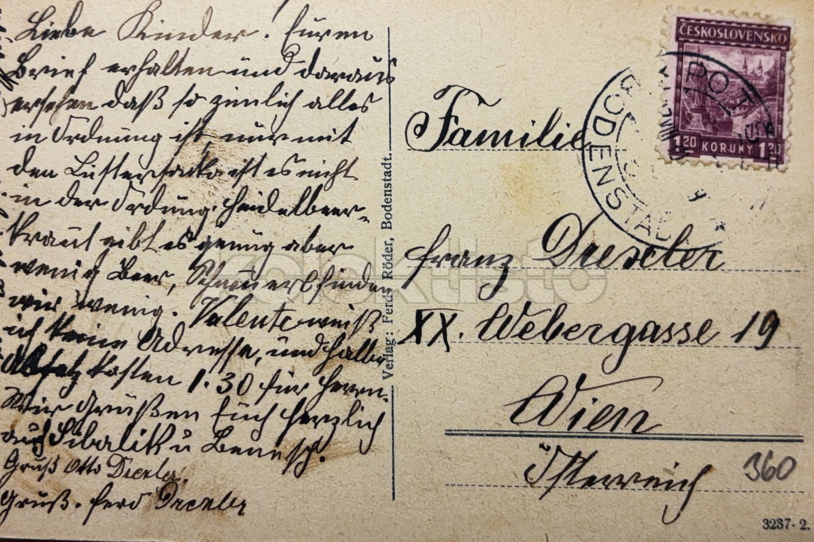 360 Kč PR Pohlednice Potštát, CZE145818