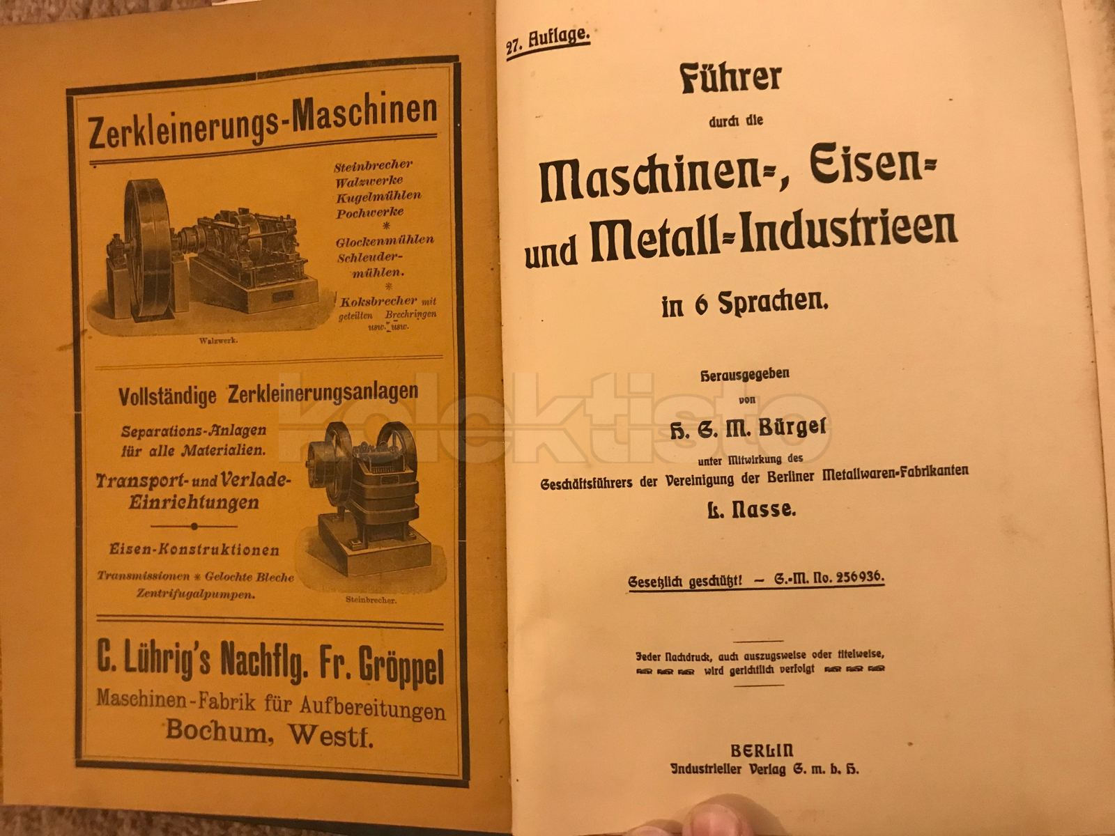 Kniha Bürgel´s Führer durch die Maschinens Eisen und Metall Insudstireenm