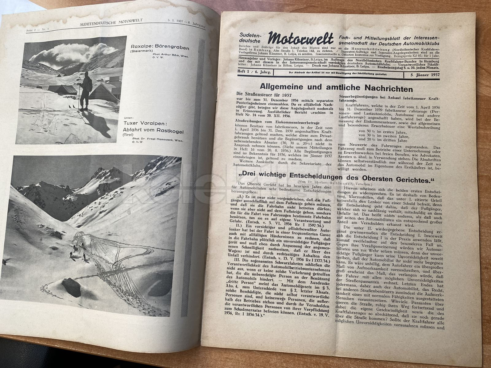 Časopis Sudetendeutsche motorwelt, ročník 1936 24 ks a ročník 1937 24 ks