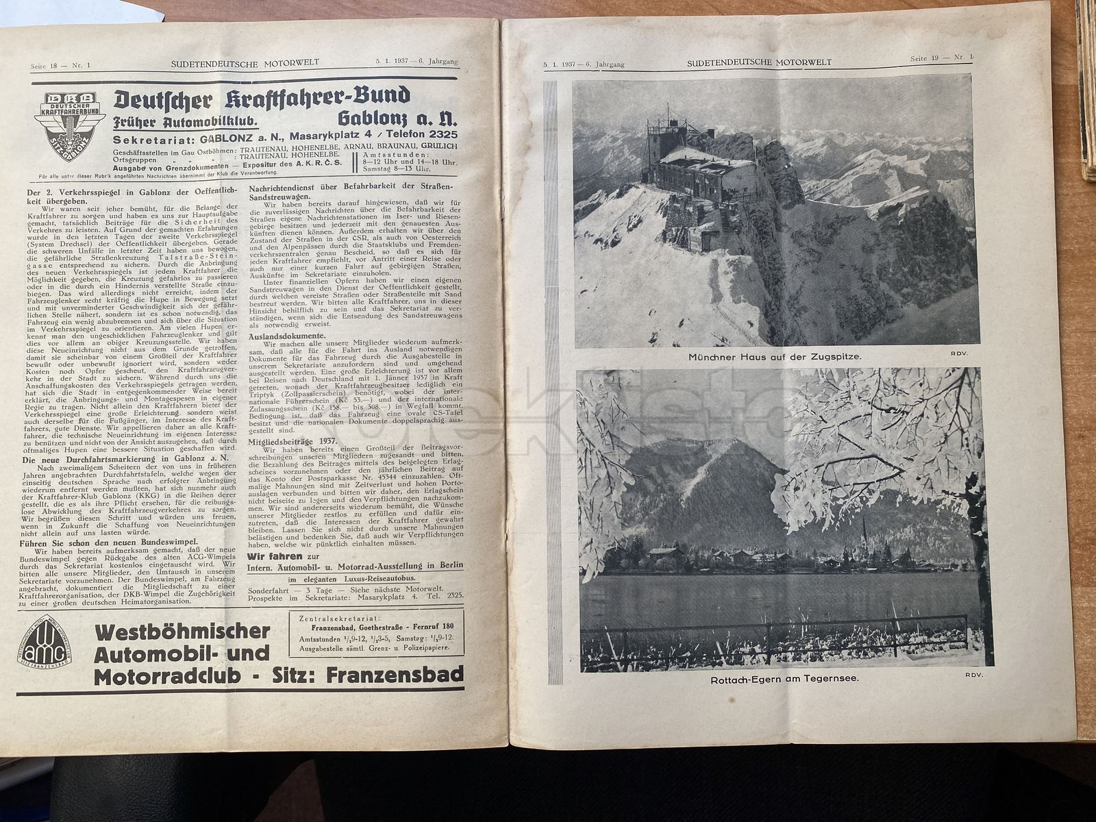 Časopis Sudetendeutsche motorwelt, ročník 1936 24 ks a ročník 1937 24 ks
