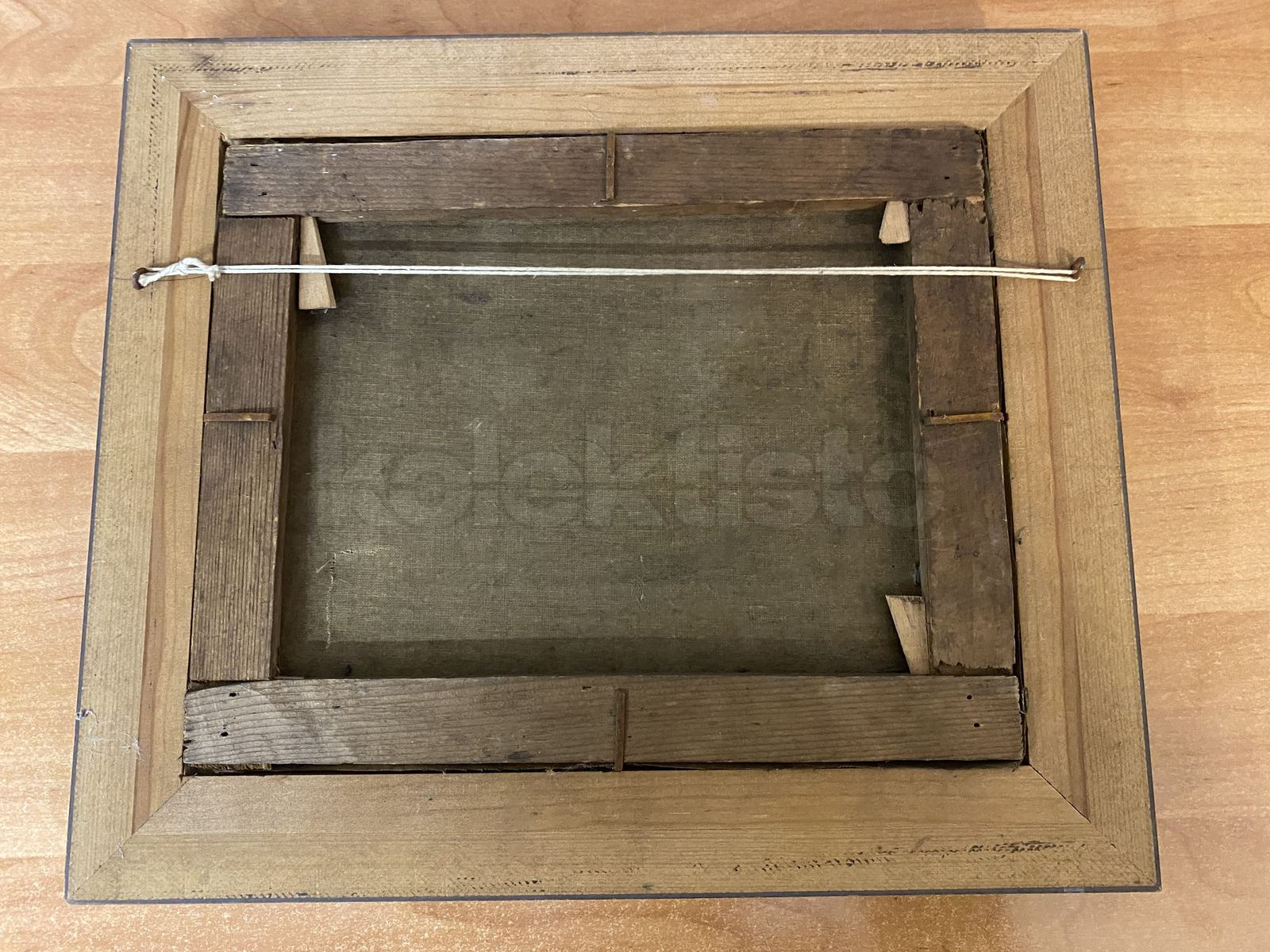 Obraz Stařící čtoucí noviny, olej na plátně, obraz je protržen cca 1,5x3 cm,viz. foto