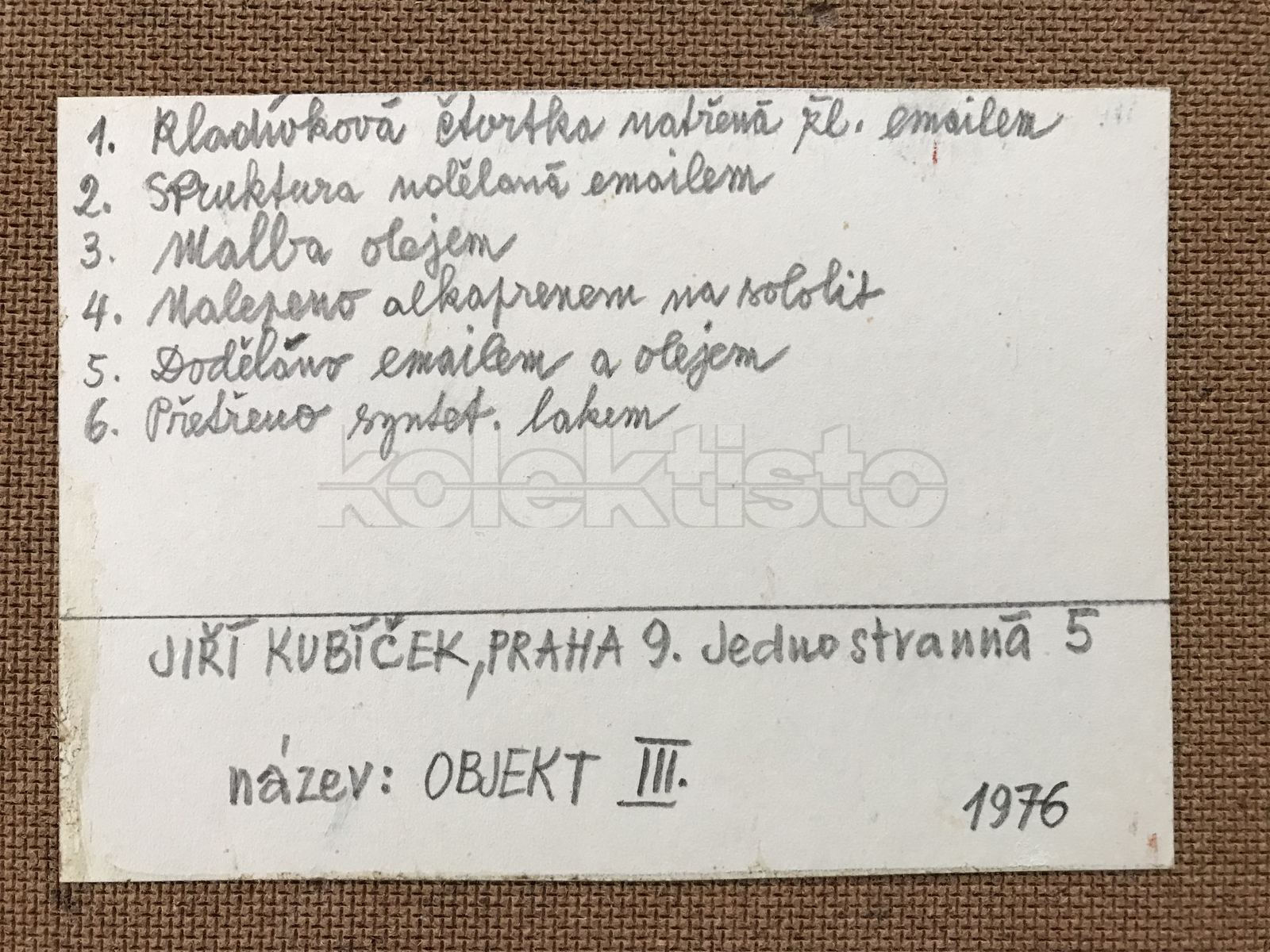 Obraz Objekt III, autor Jiří Kubíček, olej