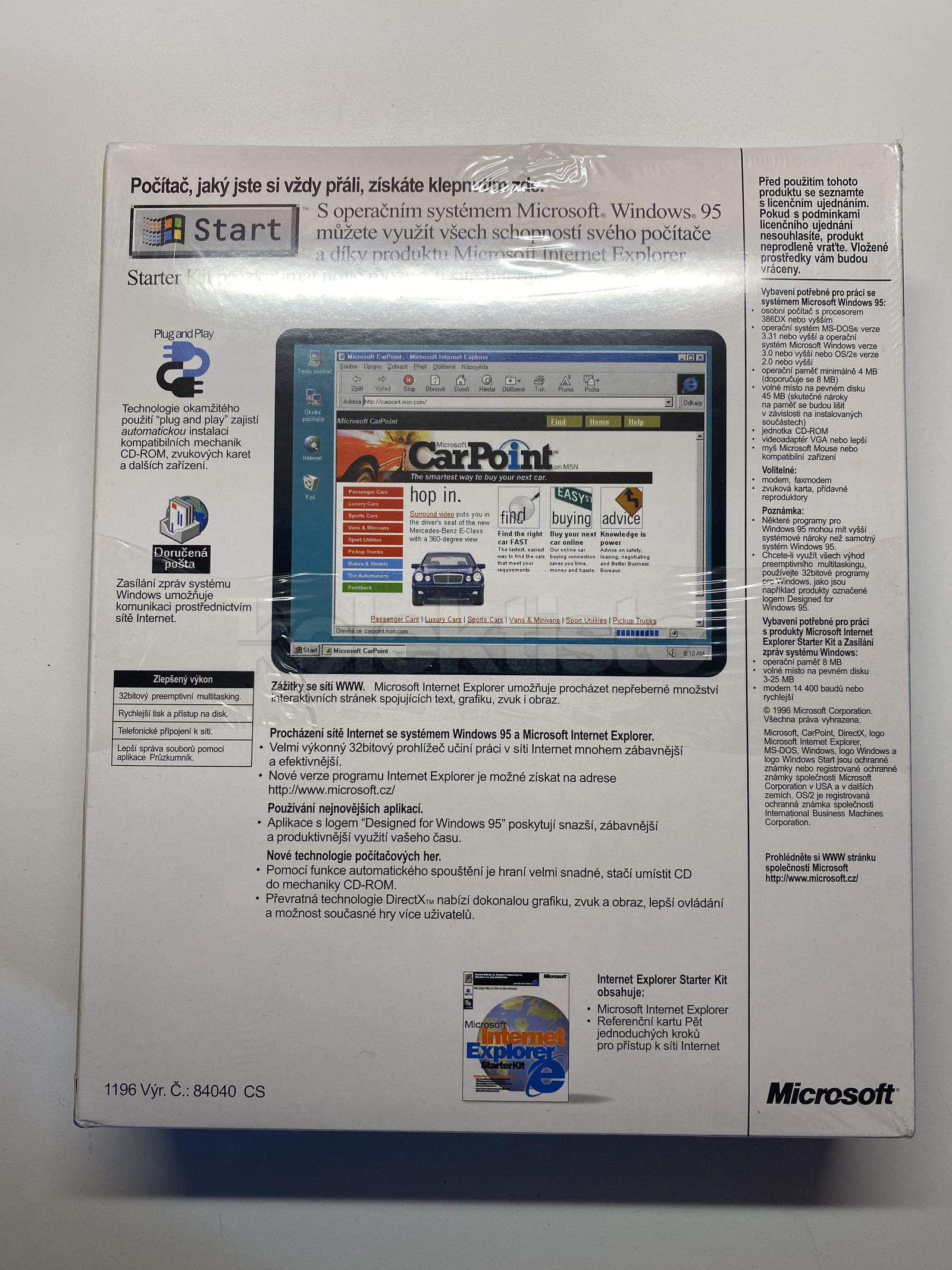 Microsoft Windows 95 Upgrade, nerozbaleno, v perfektním stavu, pro sběratele starého softwaru
