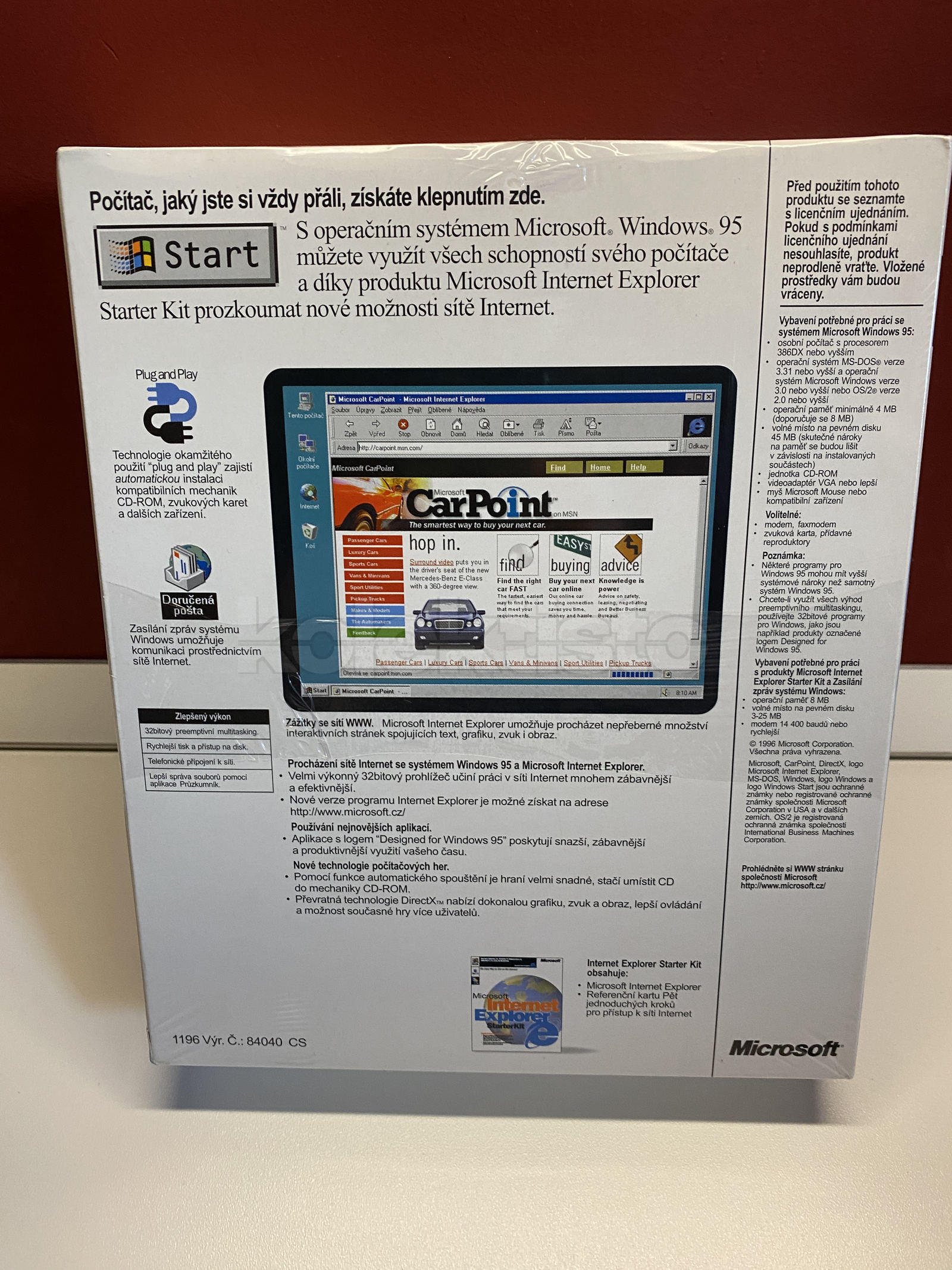 Microsoft Windows 95 Upgrade, nerozbaleno, v perfektním stavu, pro sběratele starého softwaru