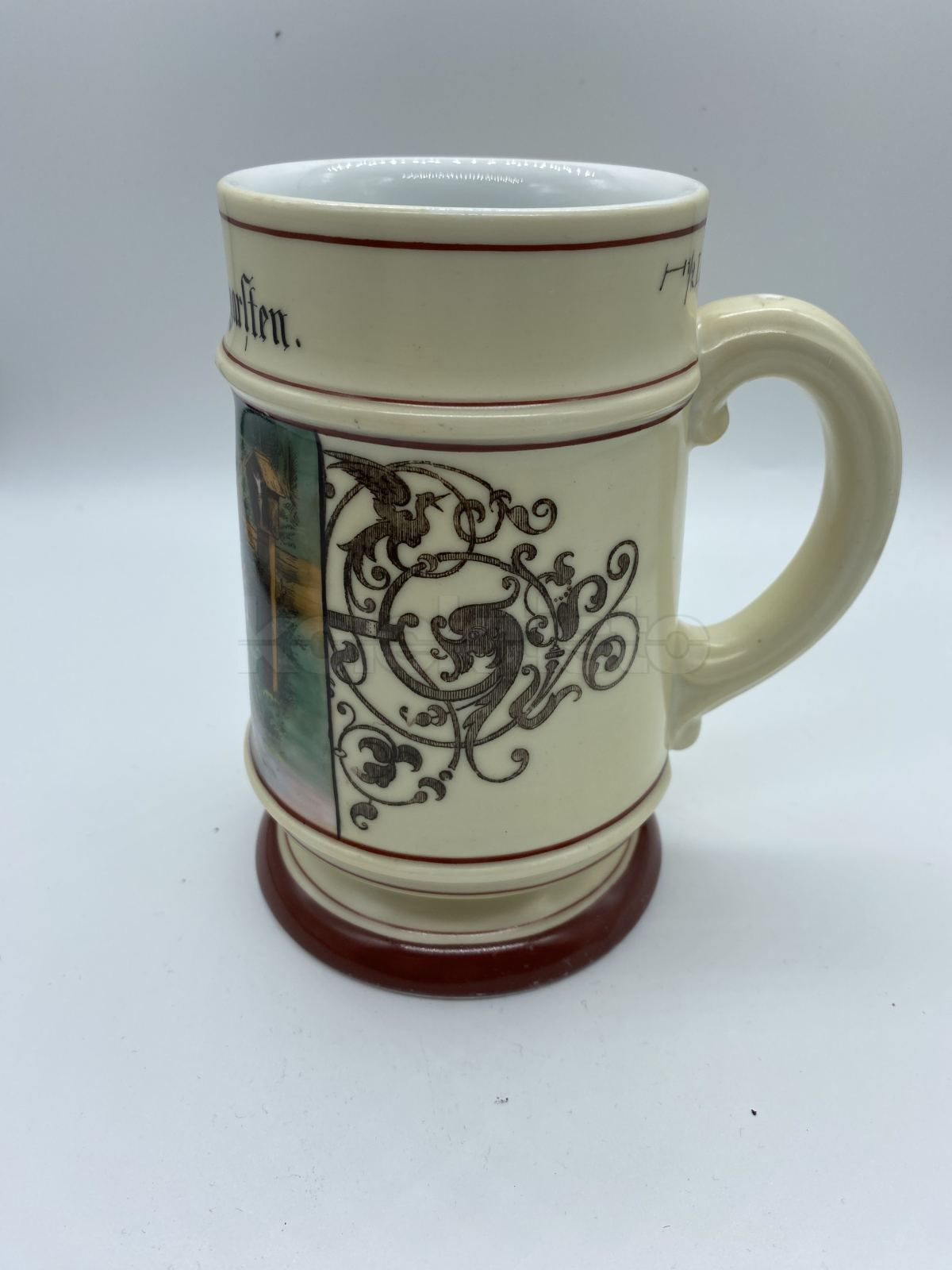 Porcelánový korbel s malbou a průsvitkou