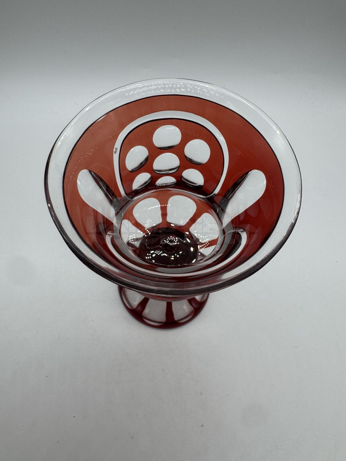 Sklenice z čirého a rubínového skla DUPLEX s rytinou výška 14 cm