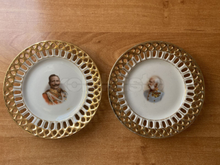Porcelánové talířky Franz Josef a Vilém II., cena za 1 ks