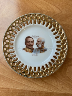 Porcelánový talíř Franz Josef a Vilém II.