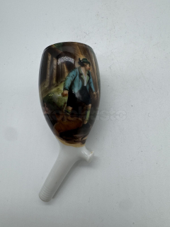 Porcelánová fajfka s loveckým motivem Pytlák, rok ca 1910