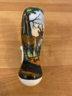 Porcelánová fajfka labutěnka s loveckým motivem