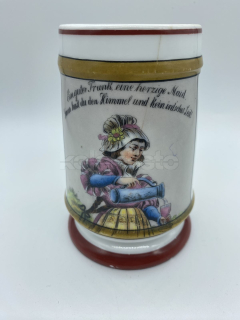 Porcelánový korbílek s obrázkem a průsvitkou