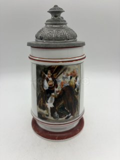 Porcelánový korbel s průsvitkou a cínovým víkem