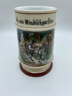 Porcelánový korbel s malbou a průsvitkou