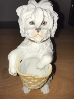 Porcelánová soška psa, biskvit