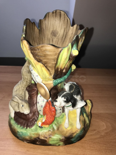 Porcelánový stojánek na doutníky, cigára, lovecký motiv