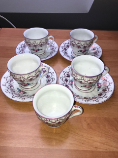 Porcelánový šálek s podšálkem, sada 4 ks