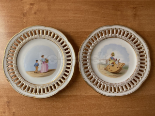 Porcelánový prořezávaný talířek s malbou PIRKENHAMMER