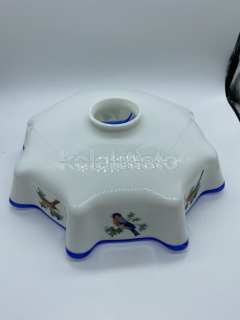 Skleněné stínidlo zdobené ptáčky na stahovací lampu